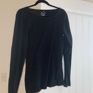 black basic shirt and burgundy cropped shirt